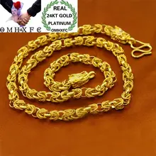 OMHXFC европейские модные мужские вечерние свадебные подарки длинные 50 см шириной 7 мм дракон Весна Настоящее 24KT золотая цепочка ожерелье NL39