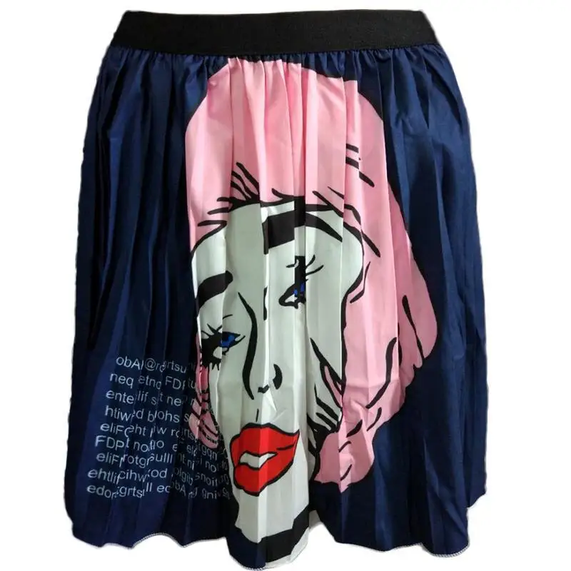 CMYAYA/новые женские винтажные многослойные плиссированные мини-юбки с мультипликационным принтом и высокой талией в стиле ретро, Классическая Женская плиссированная юбка, юбки CM22