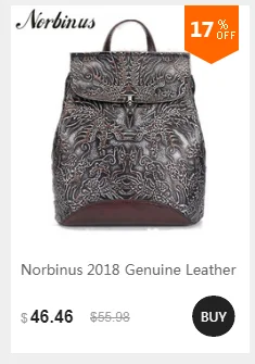 Norbinus винтажный женский рюкзак из натуральной кожи, Роскошный дизайнерский маленький рюкзак с тиснением, женские сумки через плечо из воловьей кожи