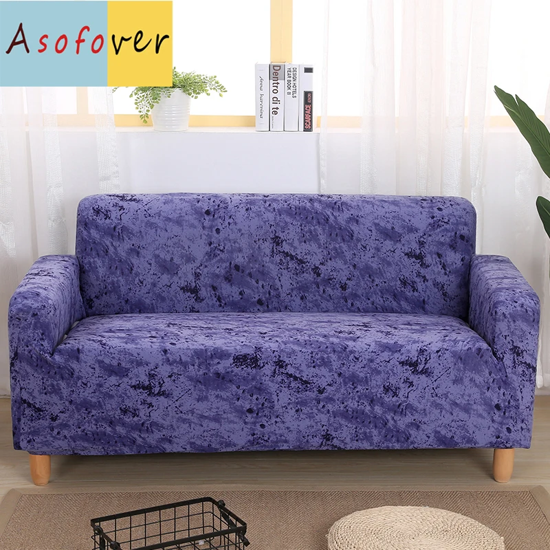 Pure Color Blue Sofa Cover Elastic Sofa Slipcover Stretch Furniture Covers Protector Sofa Covers