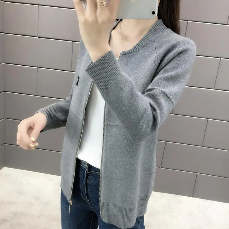 Women Cardigan New Fashion Autumn Casual Long Sleeve zipper Short Knitted Sweater Cardigan Coat For Women knit Jacket Tops