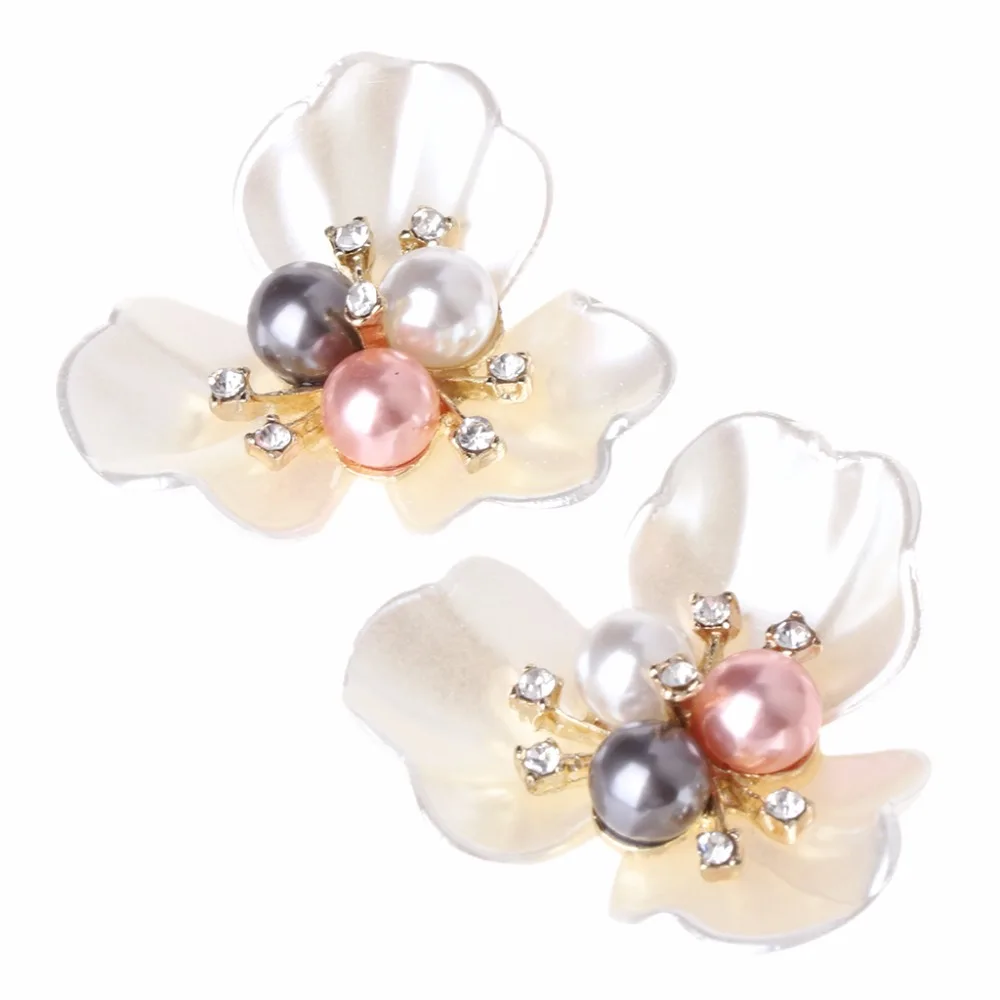 2Pcs DIY Embroidered Sequins Beads Decorative Accessory Cloth Patch Clover Shoe Clips Shoe Decorations embroidered flower patch jumper