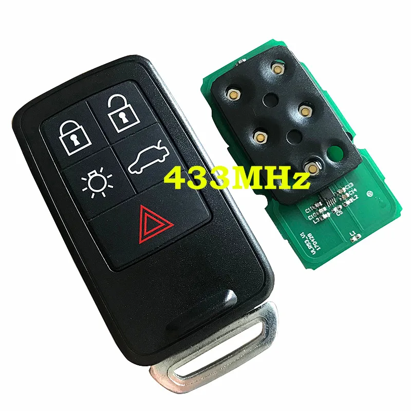 

New Replacement 5 Button Car Remote Key Card 433Mhz With ID46 Chip For Volvo XC60 XC70 S60 S80 V60 Smart Car Key HU101 Key Blade