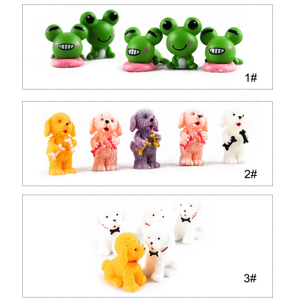 

5pcs/set Mini Dog Animalfrog Model Resin DIY Craft Ornaments Miniature Landscape Model Home Decoration Toys (random color)