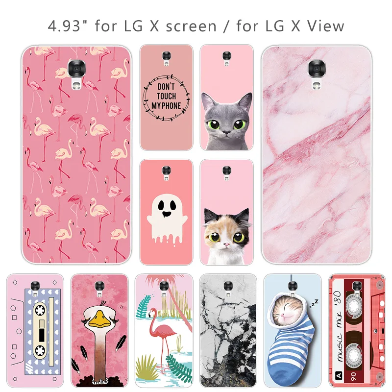 Роскошный розовый чехол для экрана LG X мягкий силиконовый View/X задняя крышка
