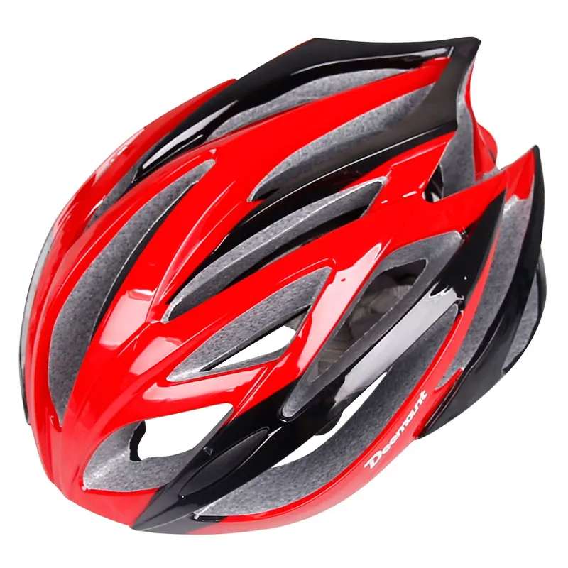 Deemount велосипедный шлем для велосипеда MTB горная дорога велосипедная Защитная крышка в форме 21 полостей вентиляционные отверстия PC EPS серая пена W/T шляпа с защитной сеткой - Цвет: Red Black