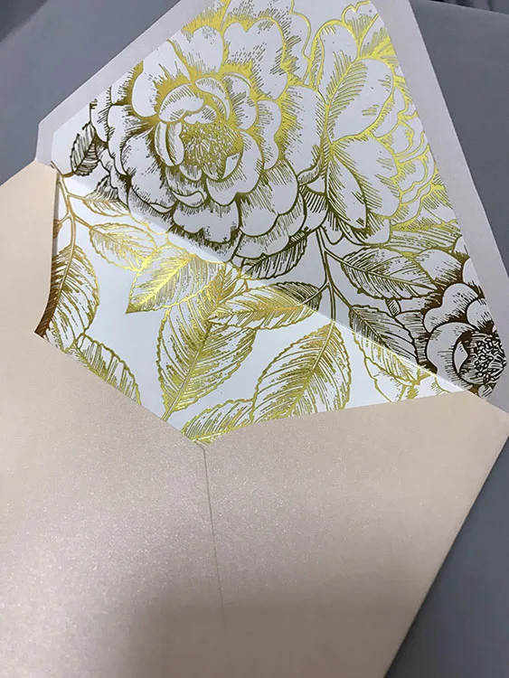  Acrylic wedding invitation customized flower decoration CA0750 with gold foil flower inner envelope - 32776898885