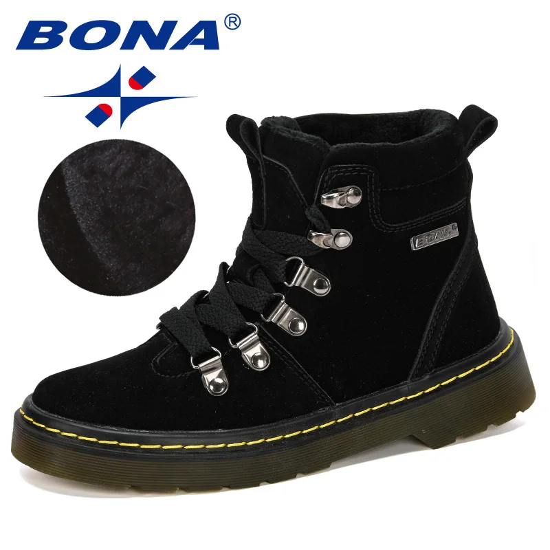 BONA/ г. Новая популярная стильная детская зимняя обувь модные флоковые ботинки для мальчиков кроссовки для студентов плюшевые бархатные теплые детские зимние ботинки