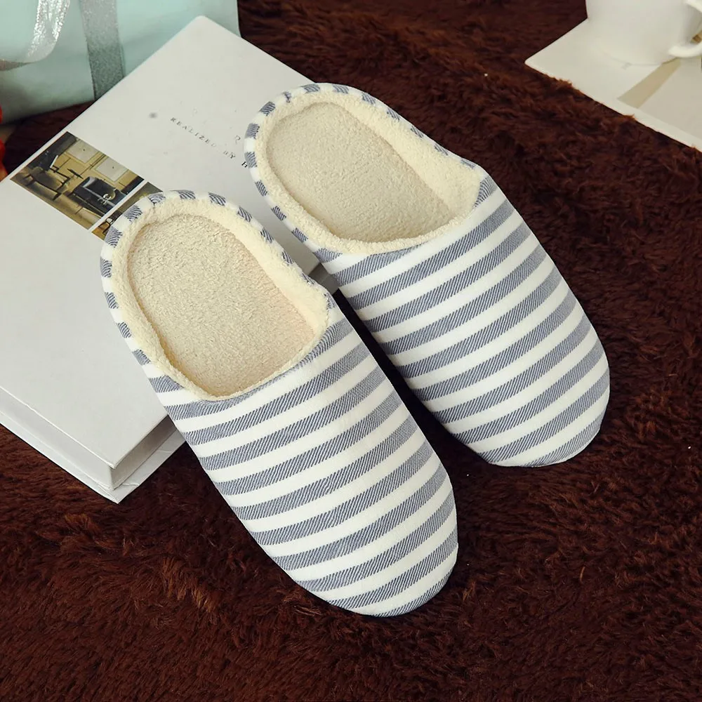 Sleeper#501 NEW Women Men Warm Striped Slipper Indoors Anti-slip Winter House Shoes casual home ladies hot Free Shipping