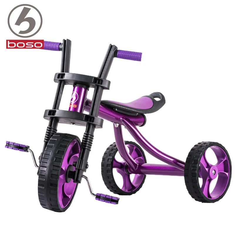 BOSO Simple Kids Tricycle withl PU Seat, Steel Frame Kids bicycle, Adjustable Seat children trike