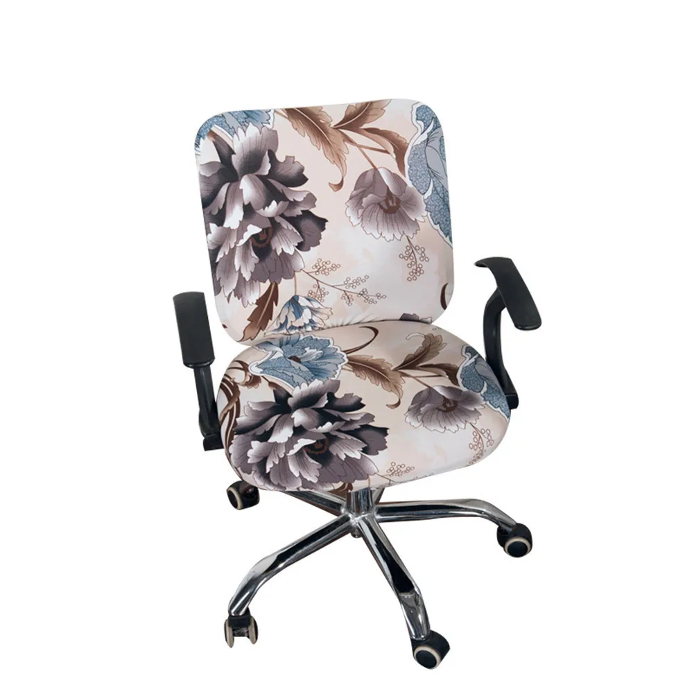 Покрытия для офисных стульев спандекс компьютерный чехол для кресла с цветочным принтом съемные вращающиеся чехлы для стульев стрейч чехол - Цвет: EI0065301