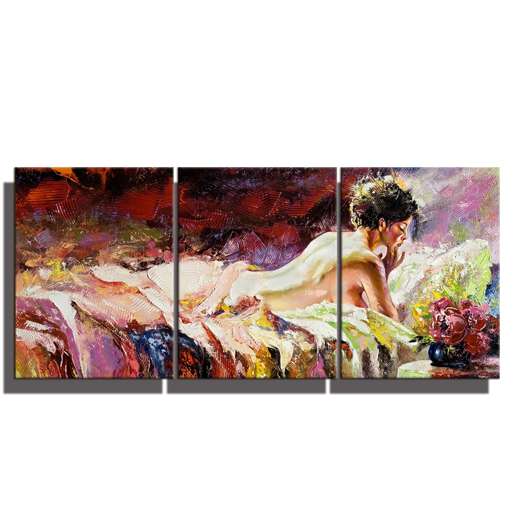 12x16inch 3 Panels Sexy Nude Women The Picture Print On Canvas Oil Canvas Painting Print Naked Women Pictures Poster Wall Decor Living Room Wall Art Valentine'S Day Gift