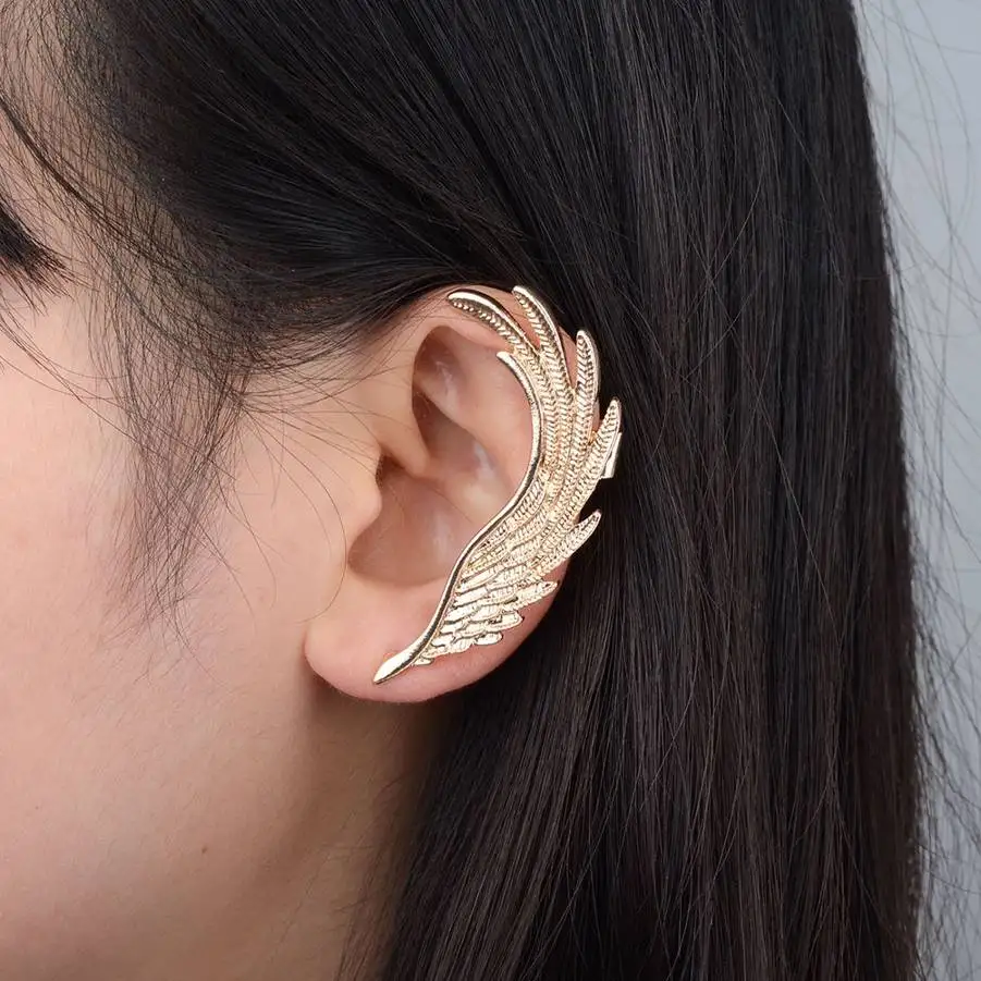 1 Piece Punk Style Left Ear Cuff Clips Lady Alloy Wing Earring Stud Jewelry