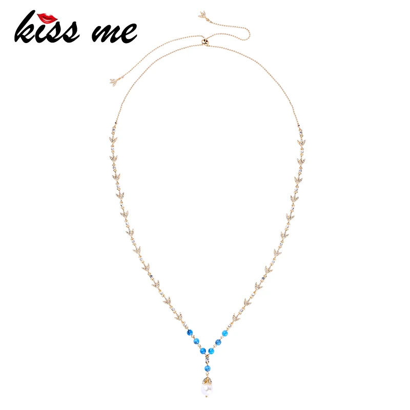 

KISS ME Women Imitation Pearl Necklace Elegant Fashion Acrylic Beads Crystal Necklaces Pendants Costume Jewelry