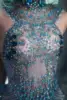 Fashion Crystals Rhinestone Party Long Dress Women Sleeveless Tassel Club Dress Blue Sexy Jazz Singer Dancer Stage Costumes ► Photo 3/6