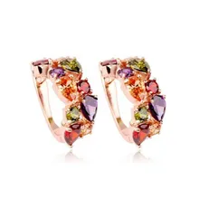Stylish Luxury Rose Gold Earrings Wholesale For Women With Colored Zircon Crystal Wedding Jewelry Earrings