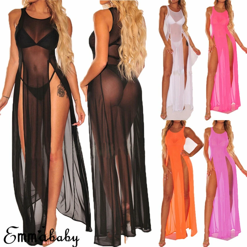 Women Mesh Sexy Sheer Bikini Cover up Elegant Transparent split Beach Dress Swimsuit Swimwear Playa tunic kaftan Beachwear Women Mesh Sexy Sheer Bikini Cover up Elegant Transparent split Beach Dress Swimsuit Swimwear Playa tunic kaftan Beachwear