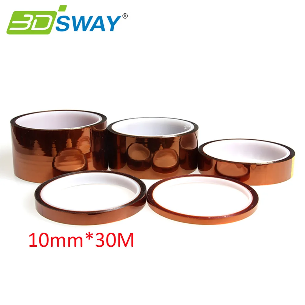 3DSWAY 10mm*30M Adhesive Tape High Temperature Heat Resistant Polyimide for 3D Printer Kit