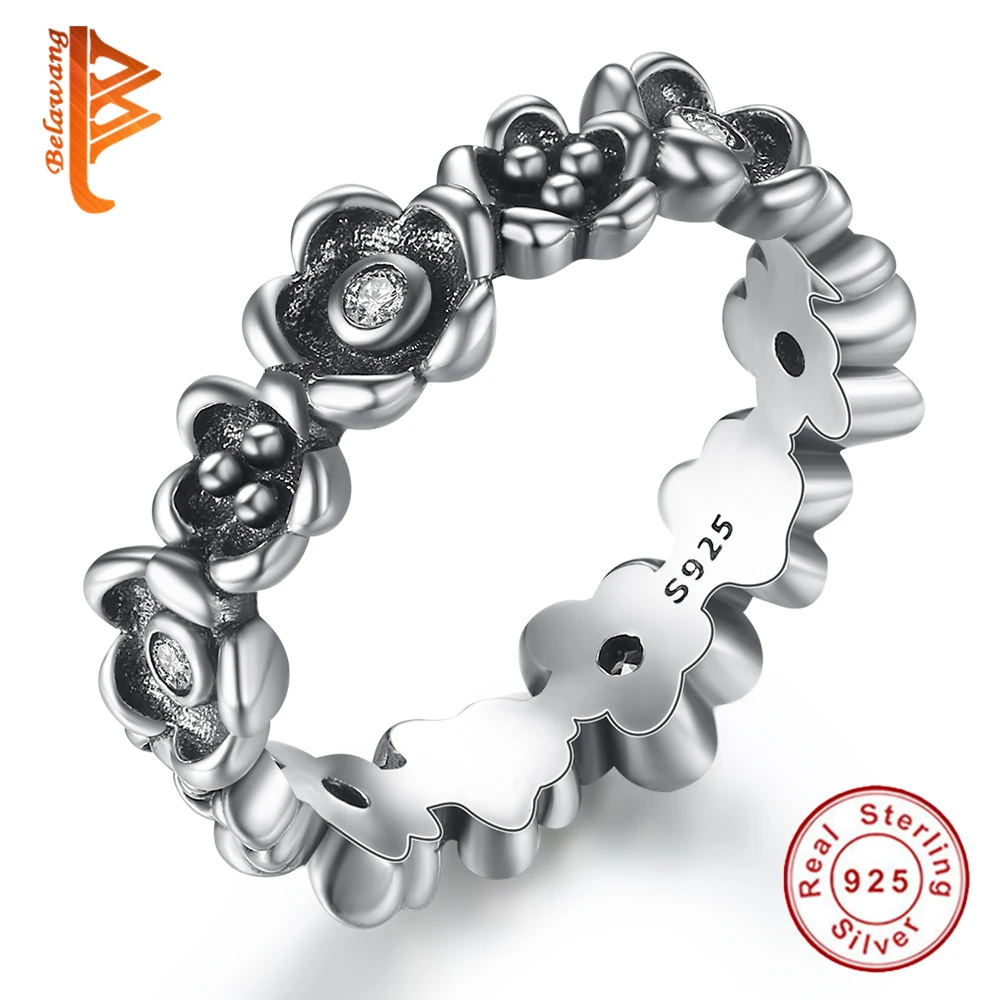 

Authentic 100% 925 Sterling Silver Rings with Elegance Field of Daisy Flower Compatible With European Original Same Ring Jewelry