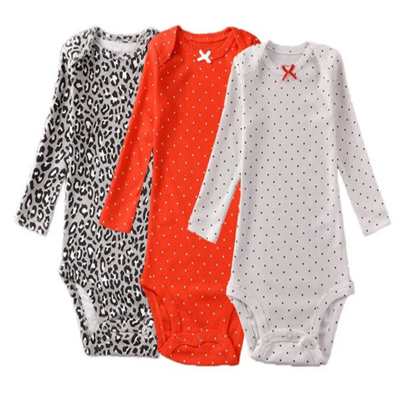 Комплекты из 3 предметов боди для маленьких девочек нижнее белье для новорожденных детская одежда с леопардовым рисунком, хлопковая одежда с длинными рукавами модные комбинезоны для маленьких мальчиков