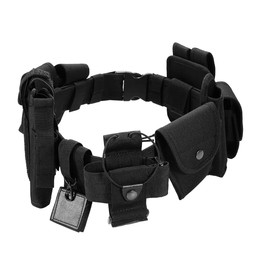 Black Tactical Nylon Policy Security Guard Duty Belt Utility Kit System w// Pouch