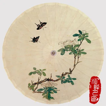 

Camellia Double Butterfly Paper Parasol Classic Oil Paper Umbrella Umbrella Dance Decoration Gift Oiled Paper Umbrella