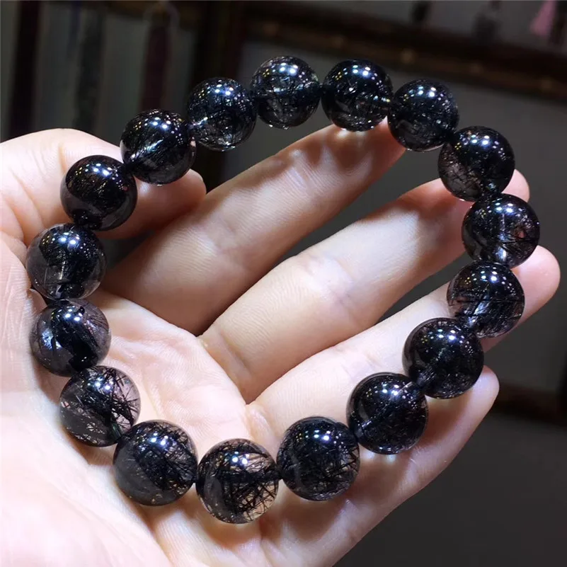 Natural Black Hair Rutilated Quartz Stone Bracelet (1)