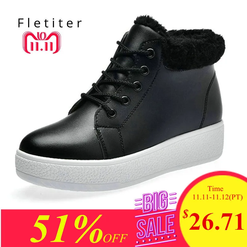 

Winter Shoes Women Warm Fur Boots Rubber Ankle Boots Womens Snow Boots Rubber Genuine leather Casual Shoes Botas Mujer Flats
