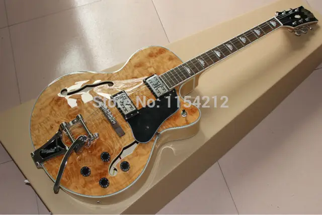 Cheap Chinese musical instrument es335 cutomized  hollow body bigsby jazz electric guitar