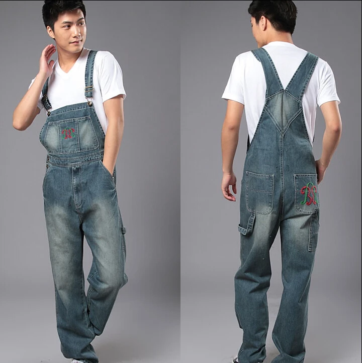 S-4XL2015 Men's denim bib pants male loose plus size casual jeans straight one piece long trousers suspenders overalls jumpsuit цена S-4XL2015 Men's denim bib pants male loose plus size casual jeans straight one piece long trousers suspenders overalls jumpsuit цены онлайн