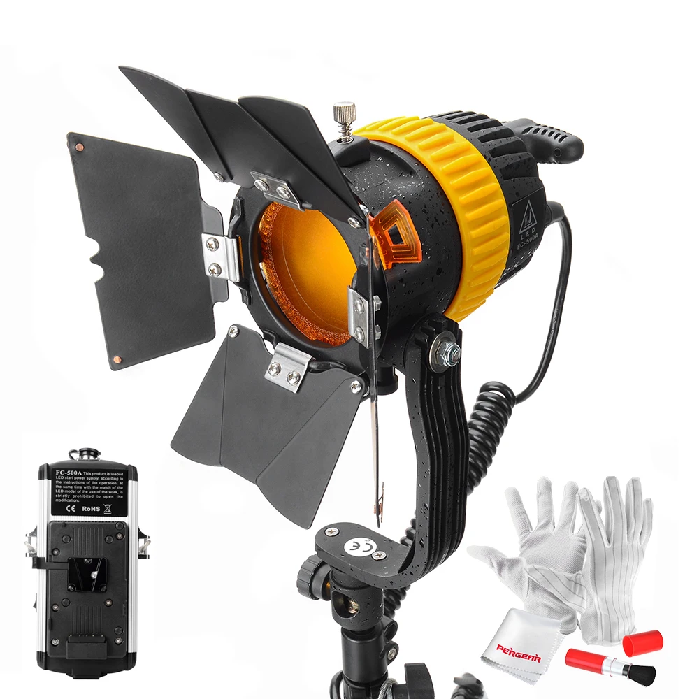 

Portable CRI 90+ FC-500A 50W LED Spotlight and Floodlight Brightness Beam Angle Adjustable for Camera Video Light with V-Mount