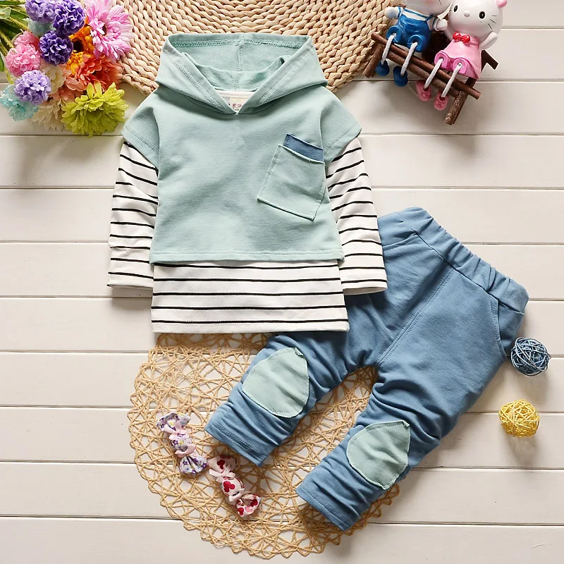 

hooded set baby boys clothing set children hoodies pants striped winter warm clothes boys girls sets 2017 autumn new arrival