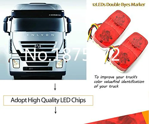 

2x DC12V 24V Red LED Car Side Marker Light Clearance Lamp Identification Lamp Auto Width Lamp Automobile Fog Lamp Assembly