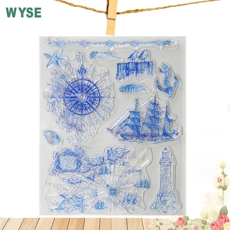 

Sea map Transparent Clear stamps Anchor steering wheel rubber craft stamp for card making Scrapbooking Album DIY Decor tool