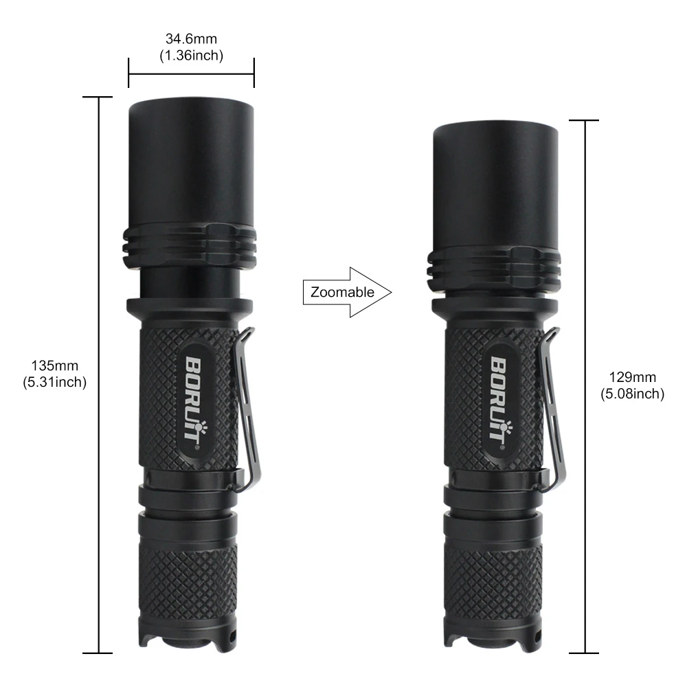 BORUiT BC07 XP-L2 светодиодный тактический фонарь 1300lm 5-Режим масштабирования фонарь 18650 Перезаряжаемые мощный светодиодный фонарь