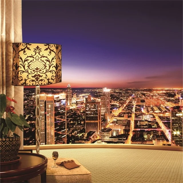 laeacco vibrant city night balcony view landscape photography