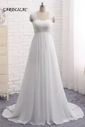 2019 белое пляжное свадебное платье из шифона с кружевной аппликацией большого размера свадебное платье vestido de noiva свадебное платье с