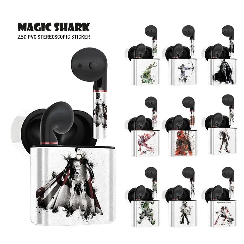 

Marvel The Avengers Spider Man Iron Man Deadpool American Captain Batman PVC Sticker Case Film for HUAWEI Freebuds 2 & 2 Pro