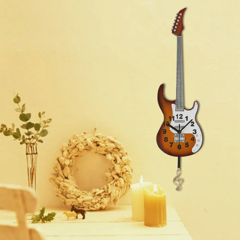 

Watch Kids Room Decoration Birthday Party Gift Wall Clock Guitar Design Wall Clocks Modern Music Theme Hangin