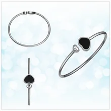 

YML925 sterling silver popular classic fashion happy heart black zircon ladies bracelets give the most beautiful self