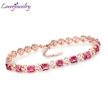 Princess Cut Tourmaline Bracelet,Real Diamond Pink Tourmaline Bracelet In 18K Rose Gold For Sale WU39TOU