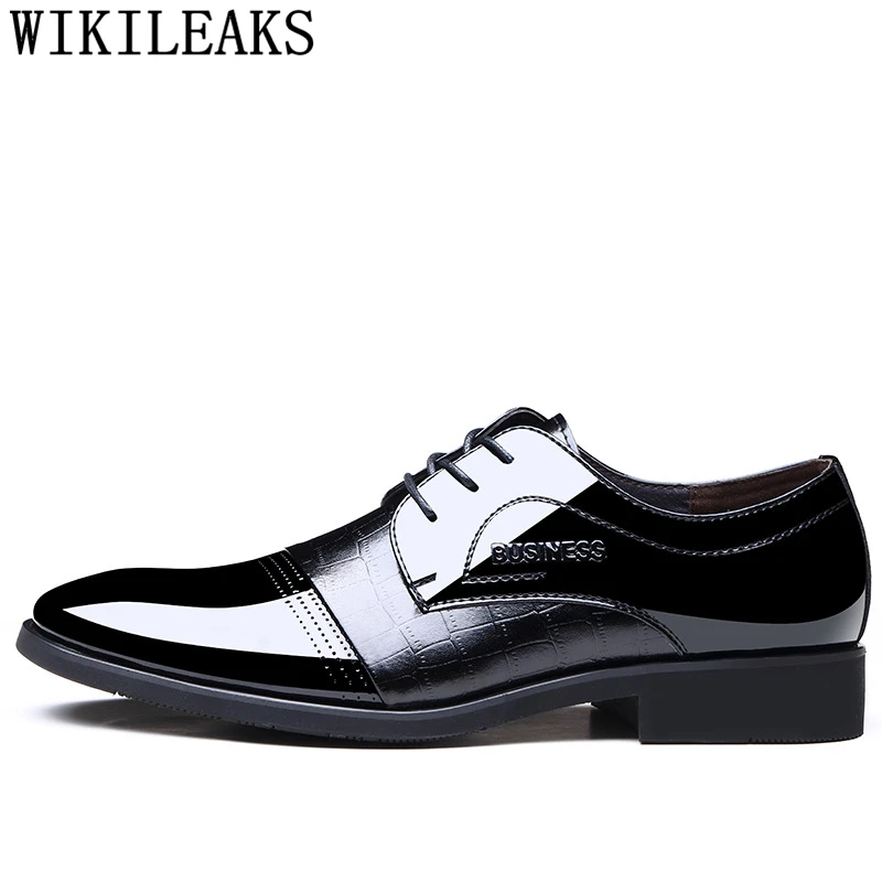 marron Oxford Hombre Vestir Zapatos De Robe Italien Hommes Pour Buty Verni Formelle Cuir Coiffeur Chaussures En Noir PxaxqR40