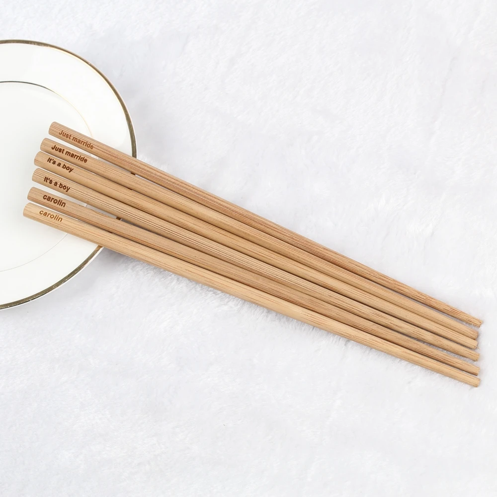 

10pairs length 24cm Custom name date Bamboo chopsticks Personalized your text wedding Party Christening Baptism gift for guests
