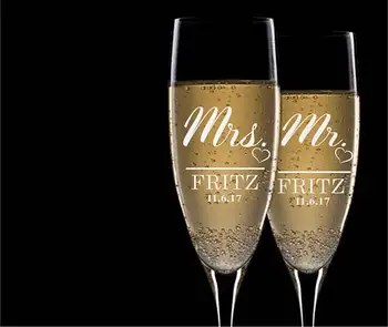 

Set of 2 Personalized Mr. Mrs Last Name Wedding Toasting Flutes,Wedding Champagne Glasses,Custom Wedding Toasting Glasses