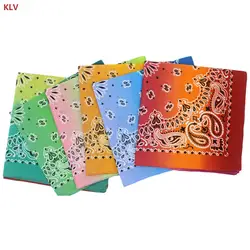 KLV/женские квадратный шарф платок градиент Цвет платок печатных шейный платок головной убор