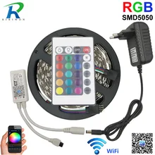 Светодиодная лента 5050 RGB 5 м с WiFi управлением smd 5050 Светодиодная лента для украшения дома Гибкая Светодиодная лампа с WiFi RGB управлением Лер+ 12 В 3 А адаптер питания