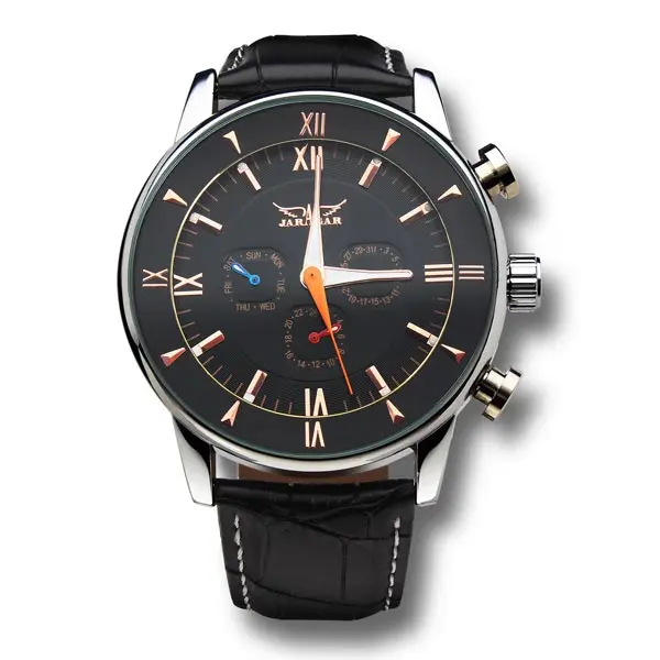 JARAGAR Brand Luxury Automatic Mechanical Tourbillon Lether Band White Black Men Wrist Watch Men s Watches