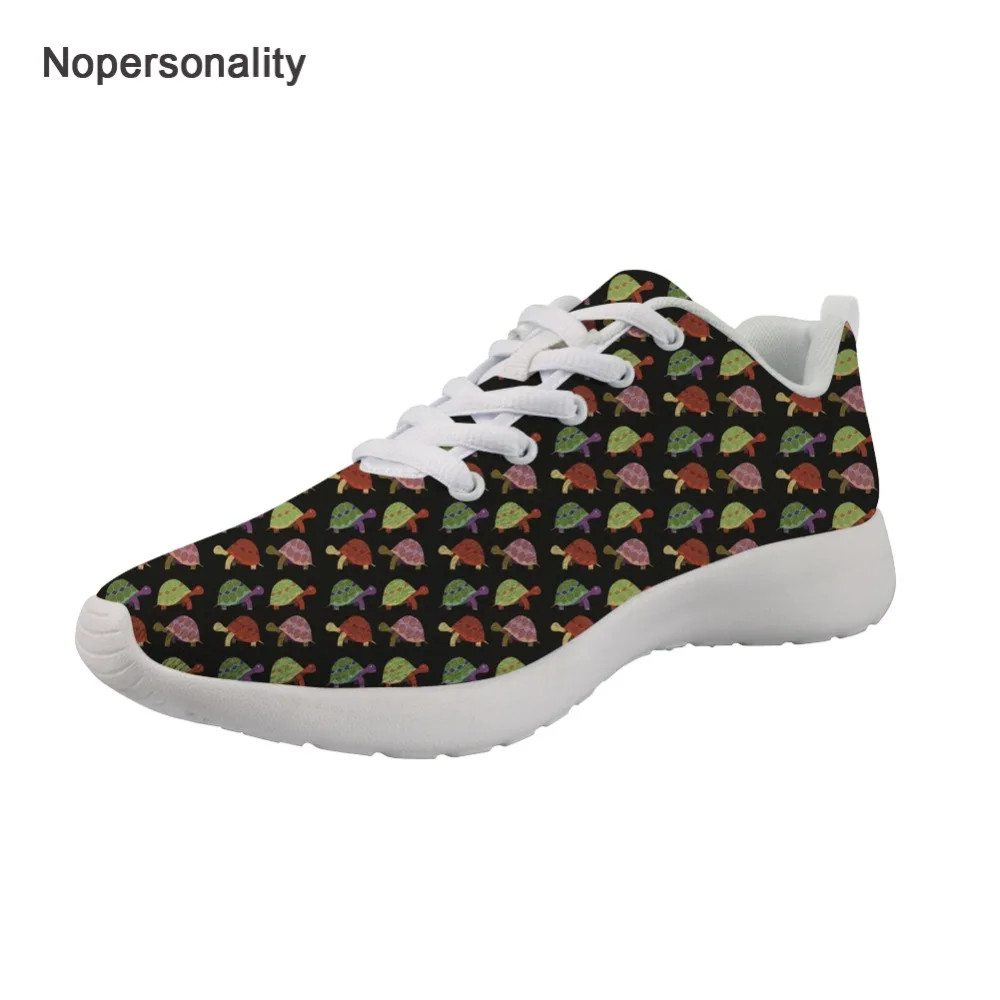 

Nopersonality Leisure Women Shoes Cute Floral Turtle Print Mesh Sneakers for Women Breathable Lightweight Ladies Lace Up Flats