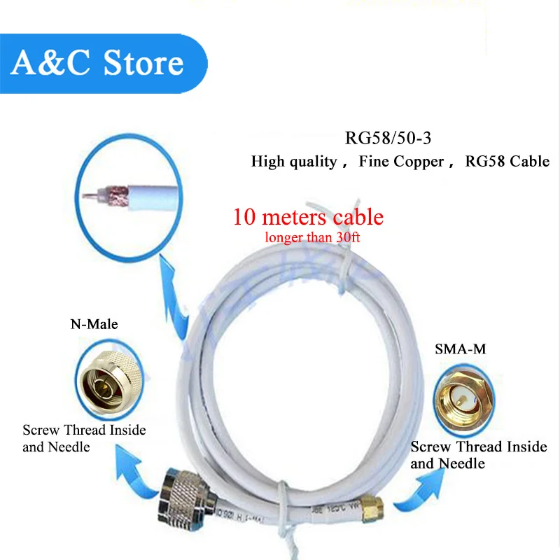 868 МГц всенаправленная антенна из стекловолокна 10dBi наружная крыша glide monitor repeater UHF Антенна RFID LoRaWAN антенна 10 метров кабель SMA-M