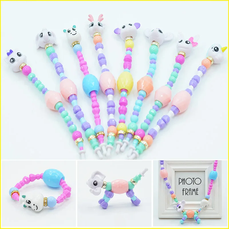 

Buttons Cartoon Bracelet Bangle Girls Magic Animal Bracelets Deformation Loom Bands Creative Beads Toy DIY Pets Pop Bead Crafts